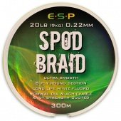 Леска плетеная для спода E-S-P SPOD Braid - 300m / 0,22mm / 20lb (9kg) - Hi-Viz Fluoro Green